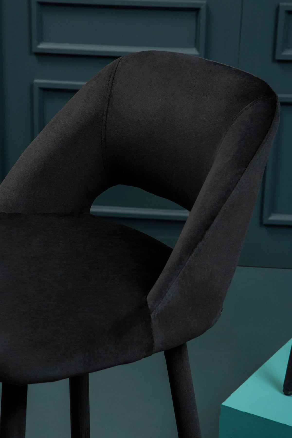 Waverley Black Velvet Bar Chair with Gold Finish Footrest