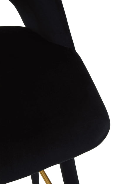 Waverley Black Velvet Bar Chair with Gold Finish Footrest