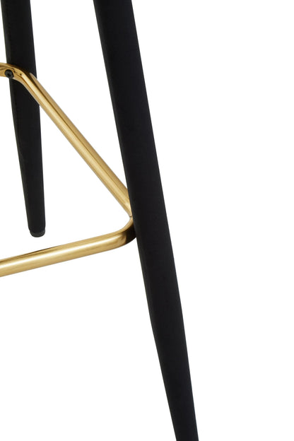 Waverley Black Velvet Bar Chair with Gold Finish Footrest