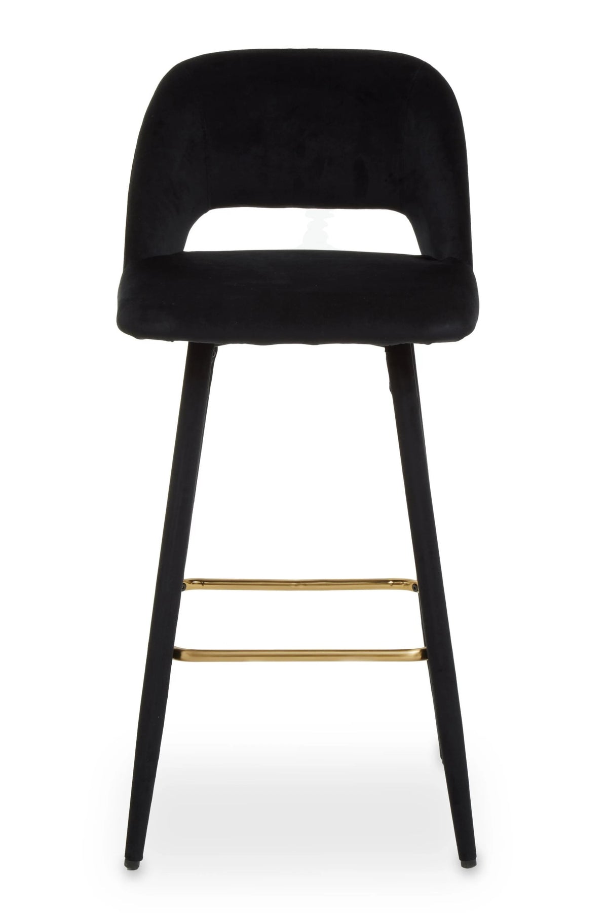 Waverley Black Velvet Bar Chair with Gold Finish Footrest