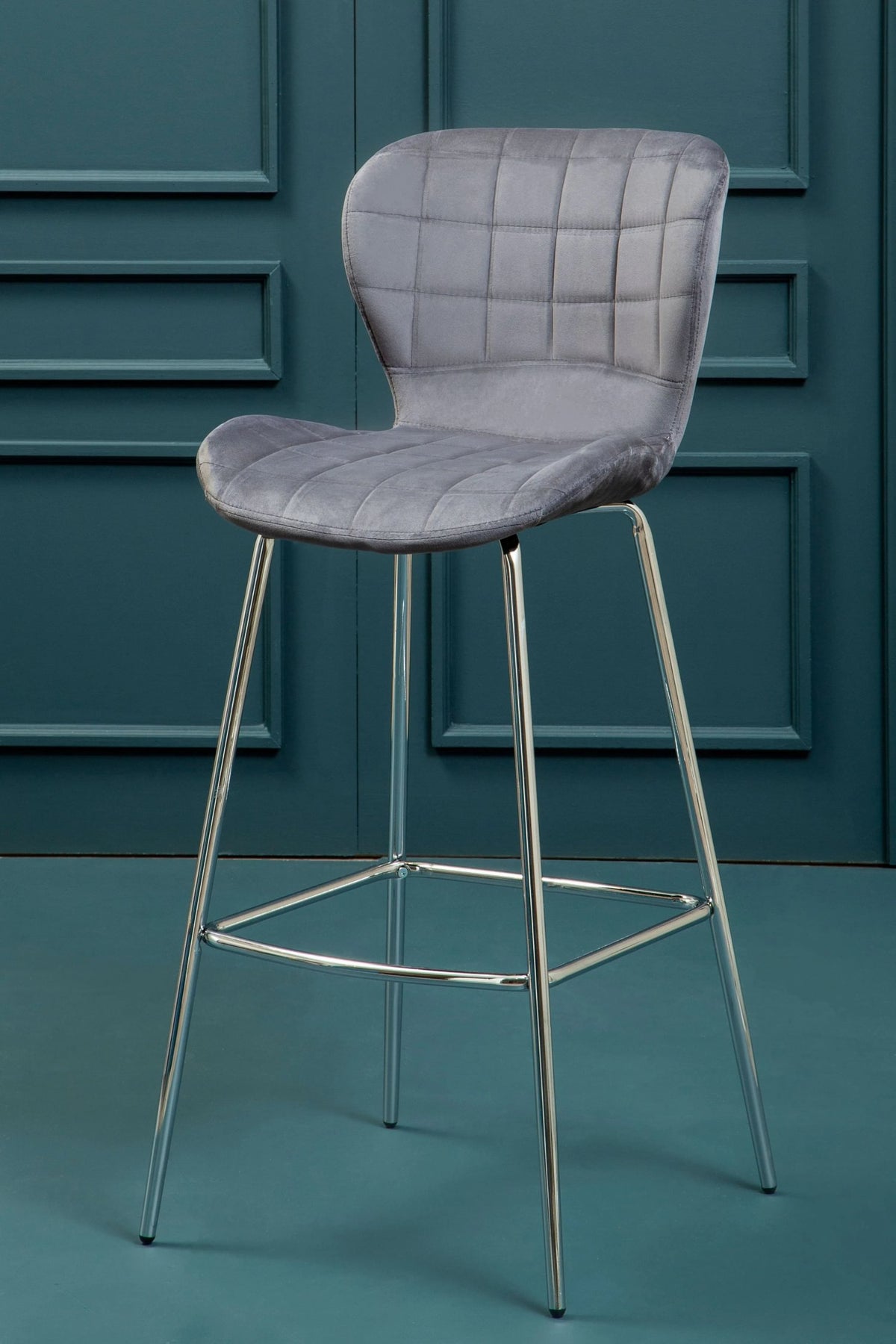 Warwick Grey Velvet Bar Chair