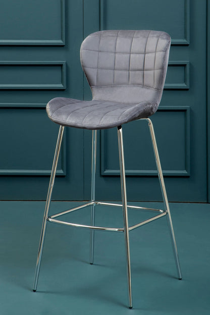 Warwick Grey Velvet Bar Chair