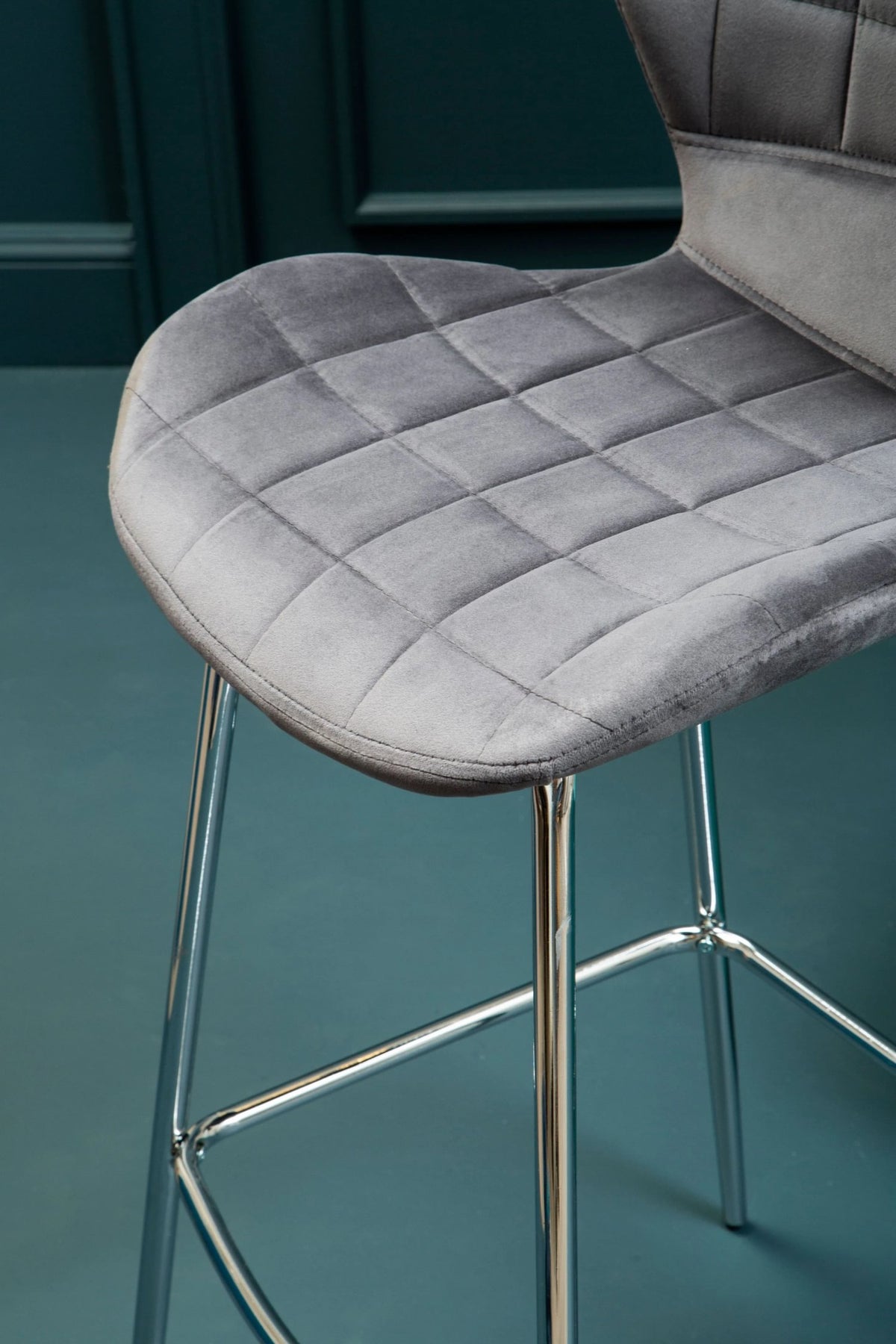 Warwick Grey Velvet Bar Chair