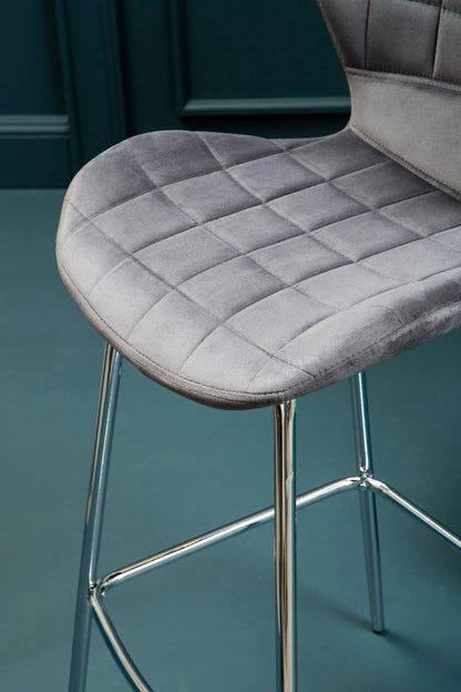 Warwick Grey Velvet Bar Chair