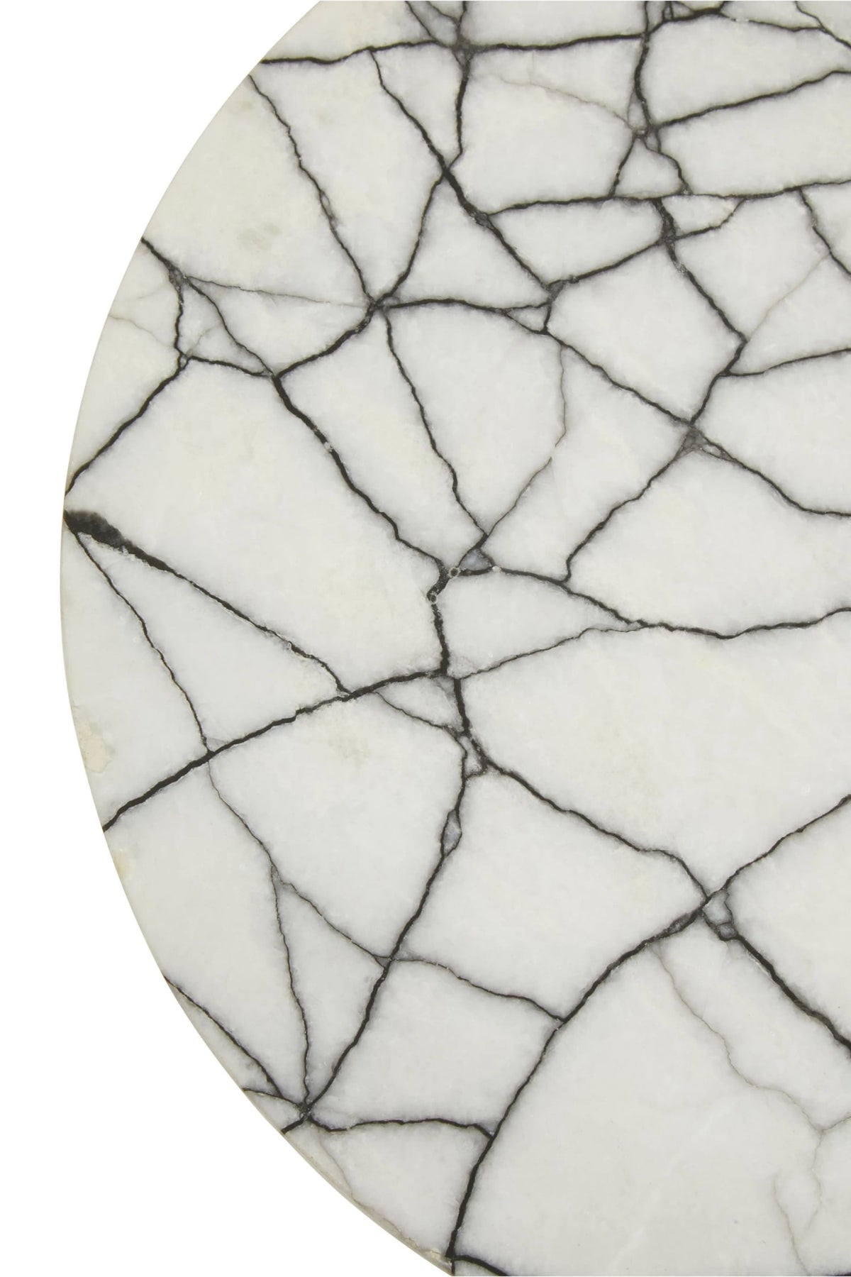 Marmont White Marble Top Round Side Table with Black Legs