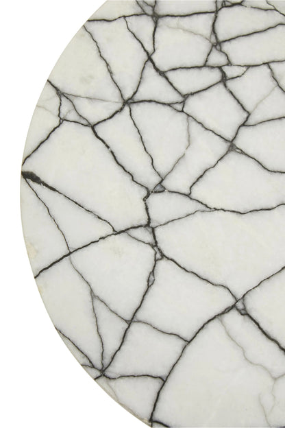 Marmont White Marble Top Round Side Table with Black Legs