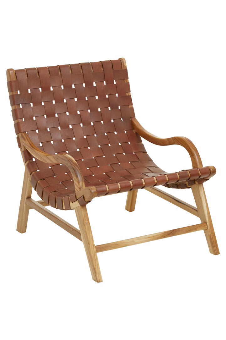 Sumatra Brown Woven Leather Chair