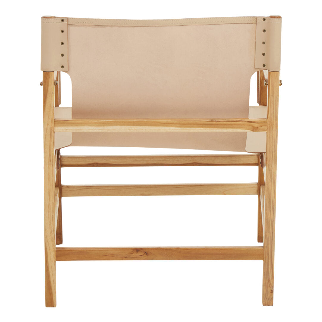 Sumatra Cream Leather and Teak Wood Chair