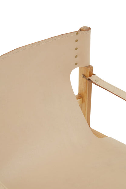Sumatra Cream Leather and Teak Wood Chair
