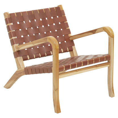 Sumatra Dark Brown Leather and Teak Chair
