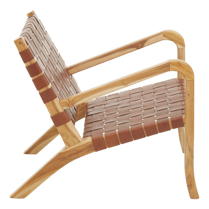 Sumatra Dark Brown Leather and Teak Chair