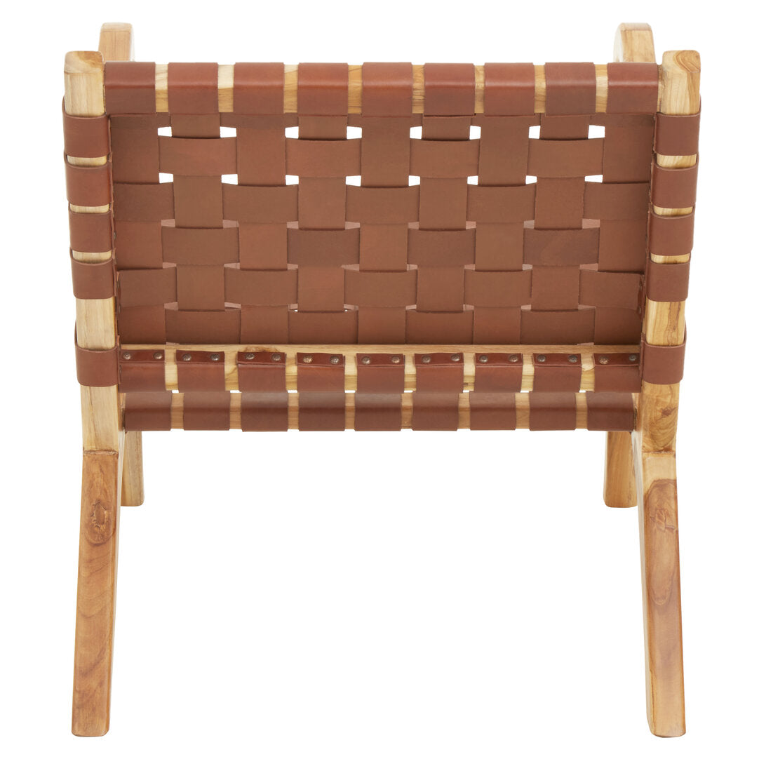 Sumatra Dark Brown Leather and Teak Chair