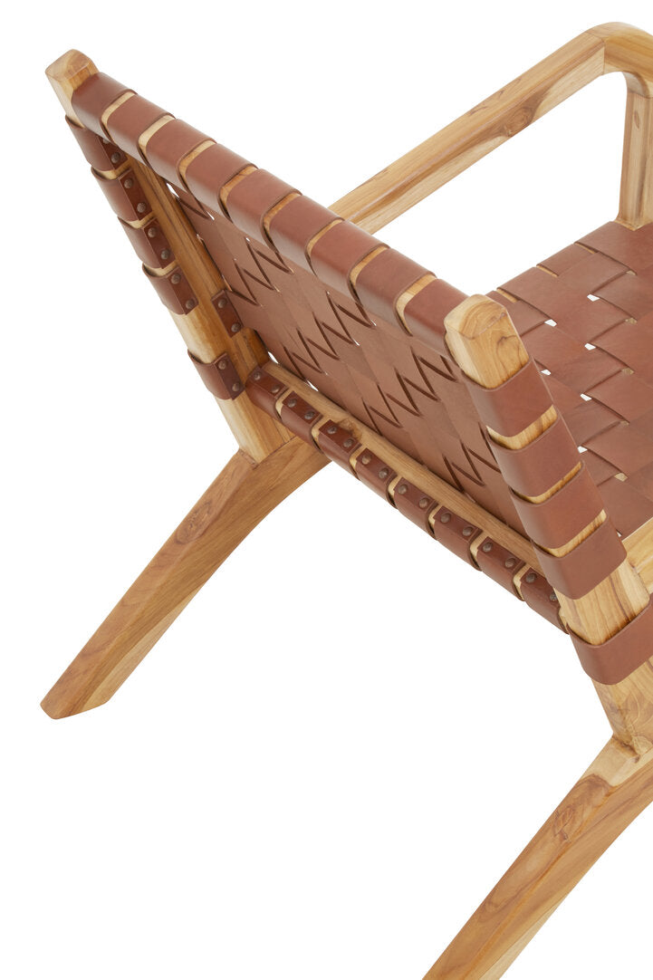 Sumatra Dark Brown Leather and Teak Chair