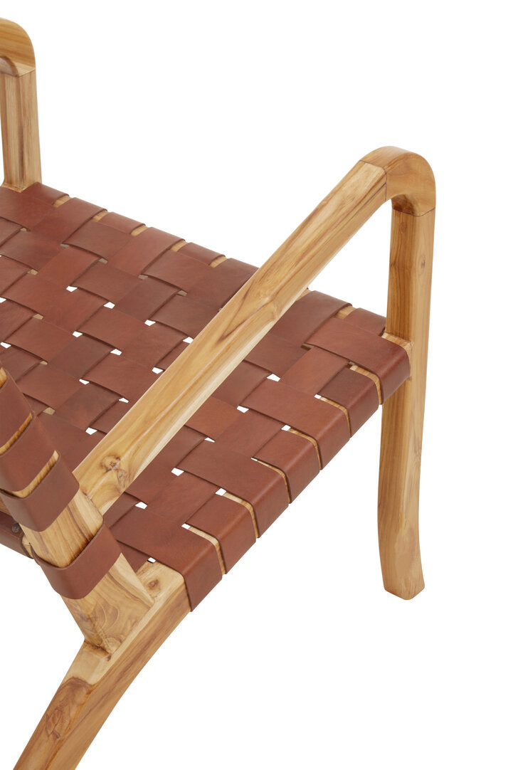 Sumatra Dark Brown Leather and Teak Chair