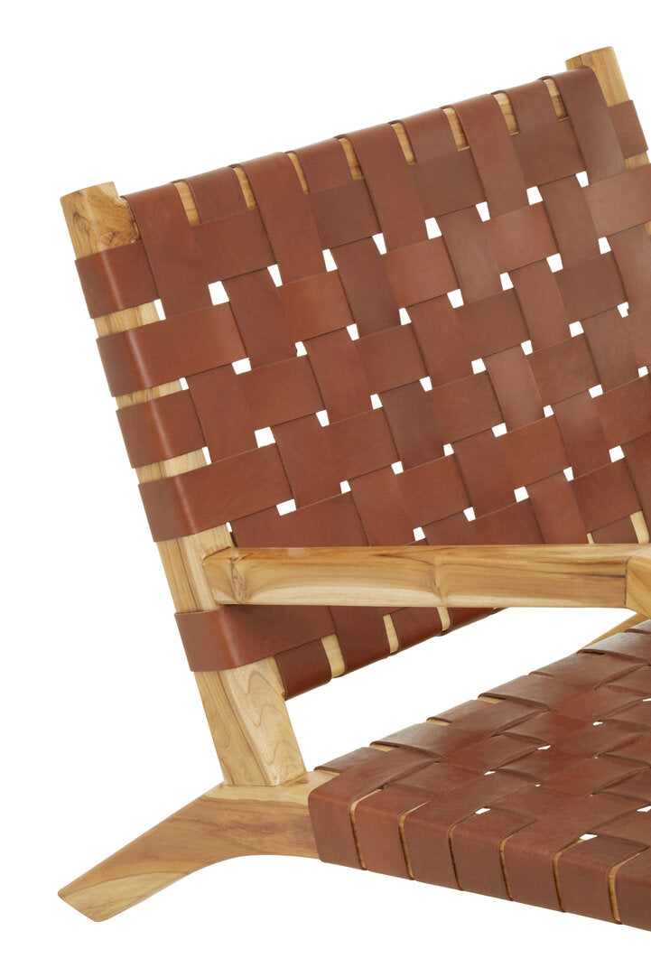 Sumatra Dark Brown Leather and Teak Chair