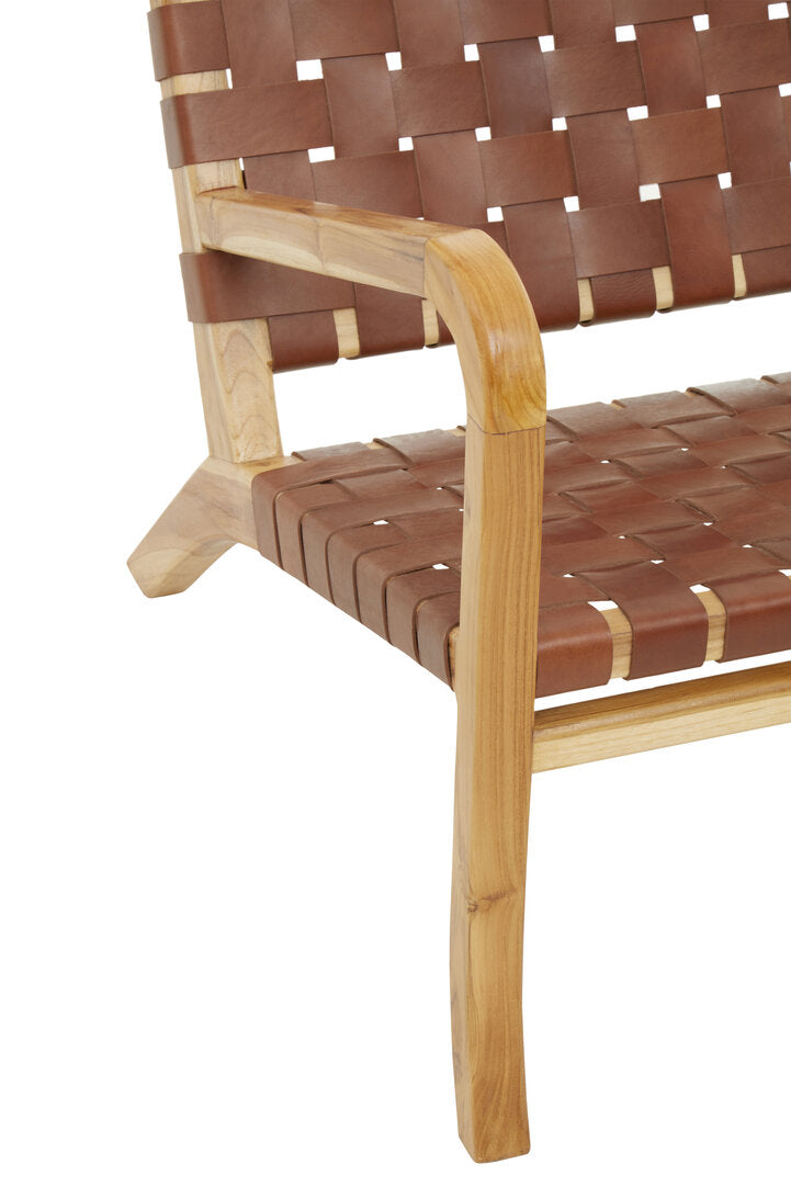 Sumatra Dark Brown Leather and Teak Chair