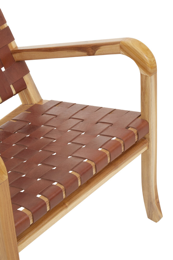 Sumatra Dark Brown Leather and Teak Chair