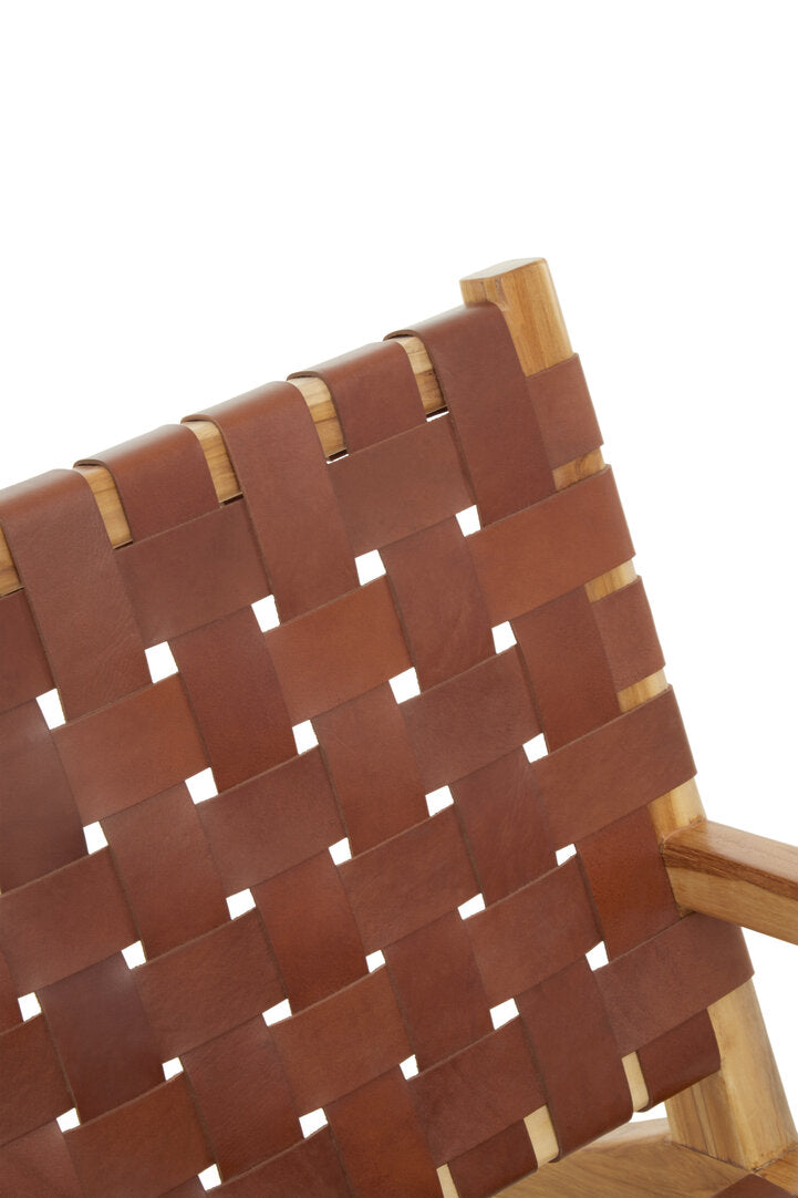 Sumatra Dark Brown Leather and Teak Chair