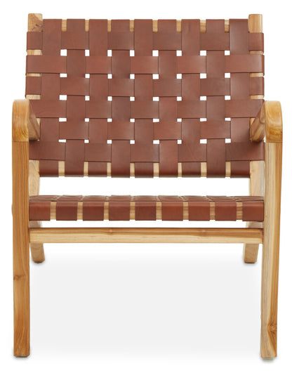 Sumatra Dark Brown Leather and Teak Chair