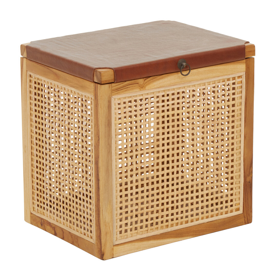 Sumatra Rattan and Leather Storage Box Side Table