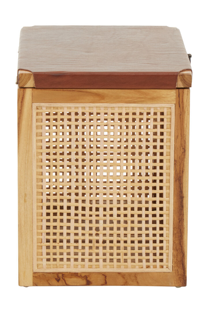 Sumatra Rattan and Leather Storage Box Side Table