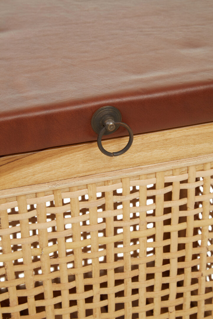 Sumatra Rattan and Leather Storage Box Side Table