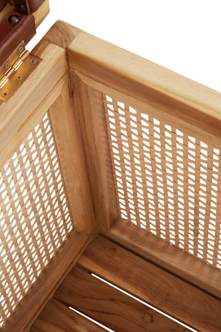 Sumatra Rattan and Leather Storage Box Side Table