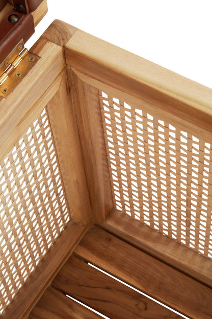 Sumatra Rattan and Leather Storage Box Side Table