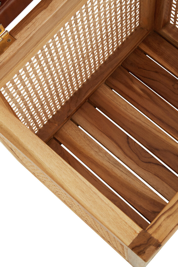 Sumatra Rattan and Leather Storage Box Side Table