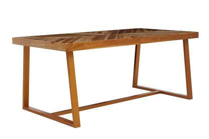 Sumatra Natural Teak Wood Rectangular Dining Table with Gold Frame