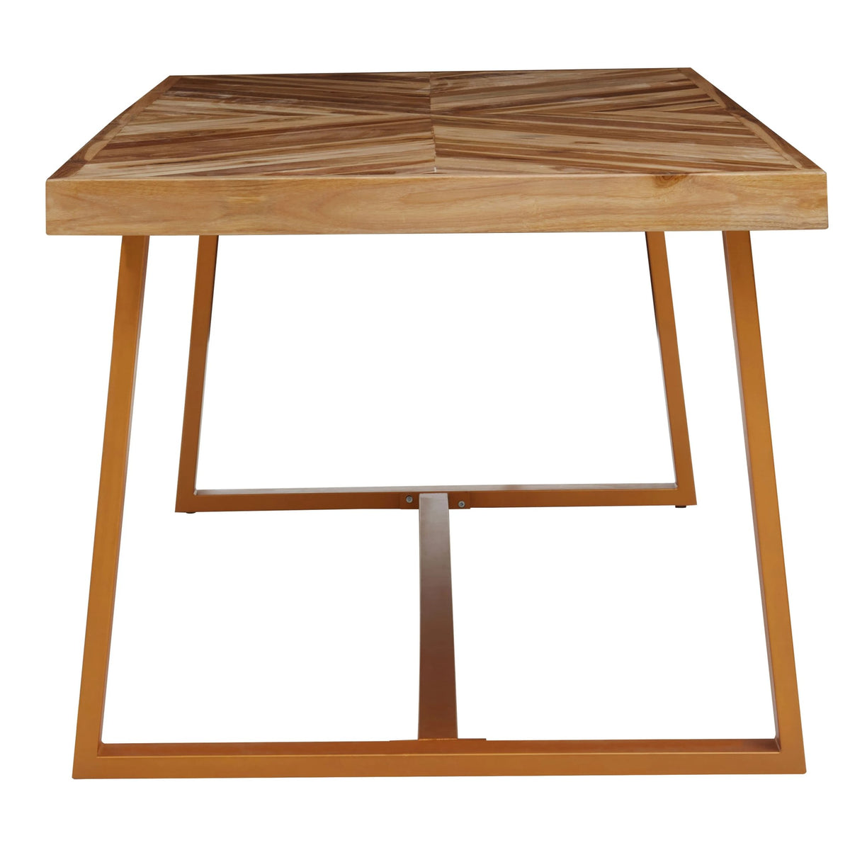 Sumatra Natural Teak Wood Rectangular Dining Table with Gold Frame