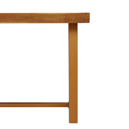 Sumatra Natural Teak Wood Rectangular Dining Table with Gold Frame