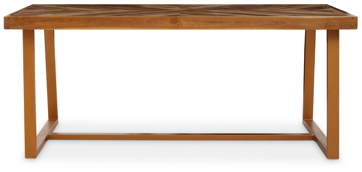 Sumatra Natural Teak Wood Rectangular Dining Table with Gold Frame