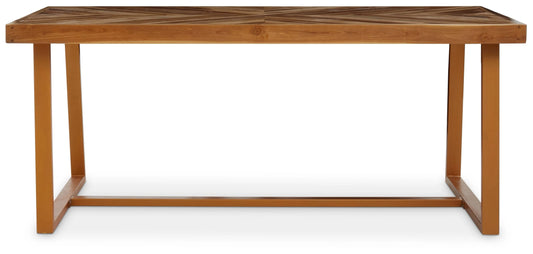 Sumatra Natural Teak Wood Rectangular Dining Table with Gold Frame
