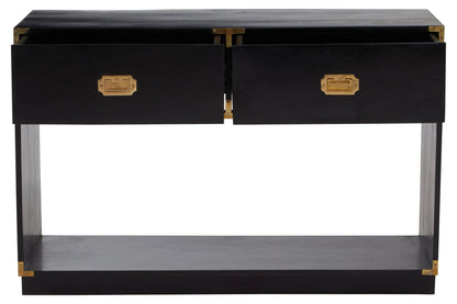 Farrow Two Drawer Black Mango Wood Console Table