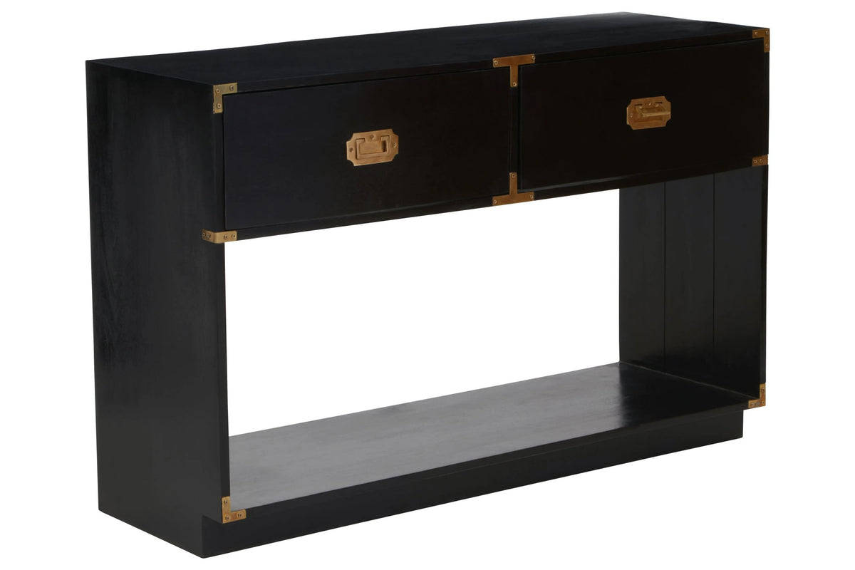 Farrow Two Drawer Black Mango Wood Console Table