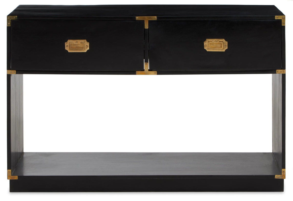 Farrow Two Drawer Black Mango Wood Console Table