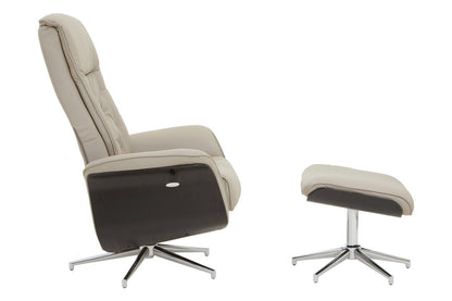 Cheshire Mink Leather Effect Recliner And Footstool