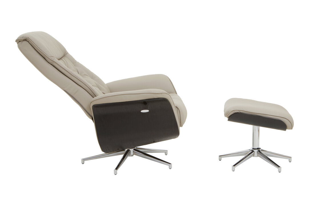 Cheshire Mink Leather Effect Recliner And Footstool