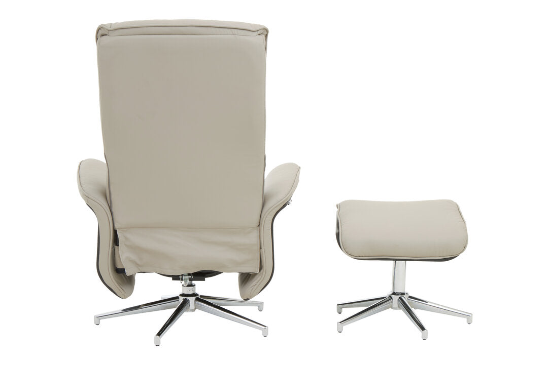 Cheshire Mink Leather Effect Recliner And Footstool