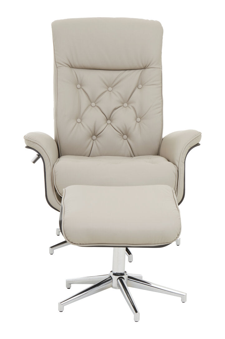 Cheshire Mink Leather Effect Recliner And Footstool