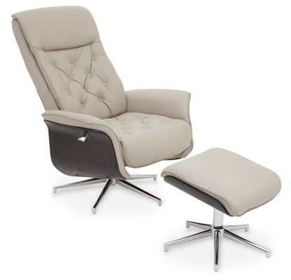 Cheshire Mink Leather Effect Recliner And Footstool