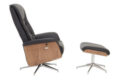 Cheshire Ivory Leather Effect Recliner And Footstool