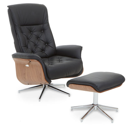 Cheshire Ivory Leather Effect Recliner And Footstool