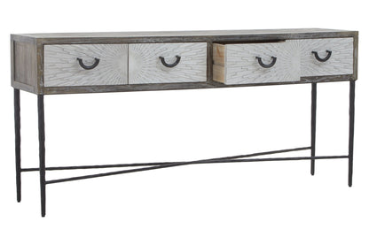 Bergamo Grey Wash Recycled Elm Wood Console Table with Drawers