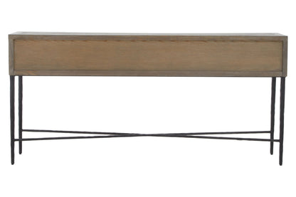 Bergamo Grey Wash Recycled Elm Wood Console Table with Drawers