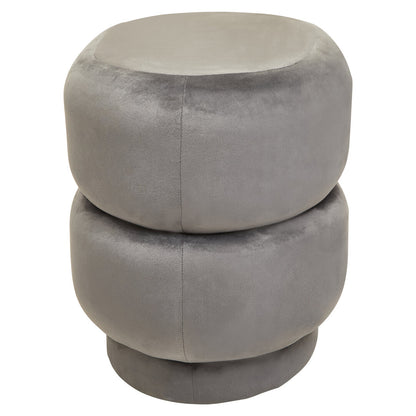 Velour Grey Velvet Oval Pouffe