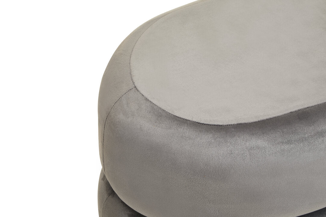 Velour Grey Velvet Oval Pouffe