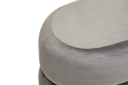 Velour Grey Velvet Oval Pouffe