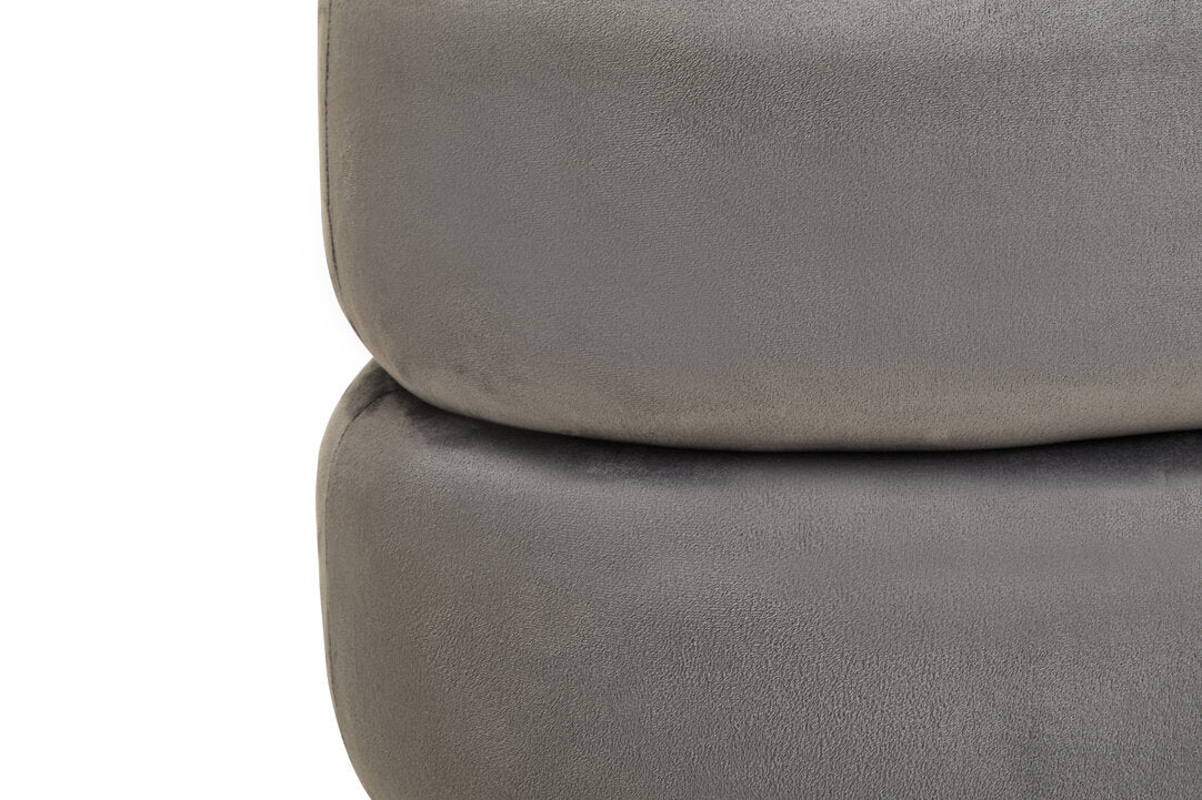 Velour Grey Velvet Oval Pouffe